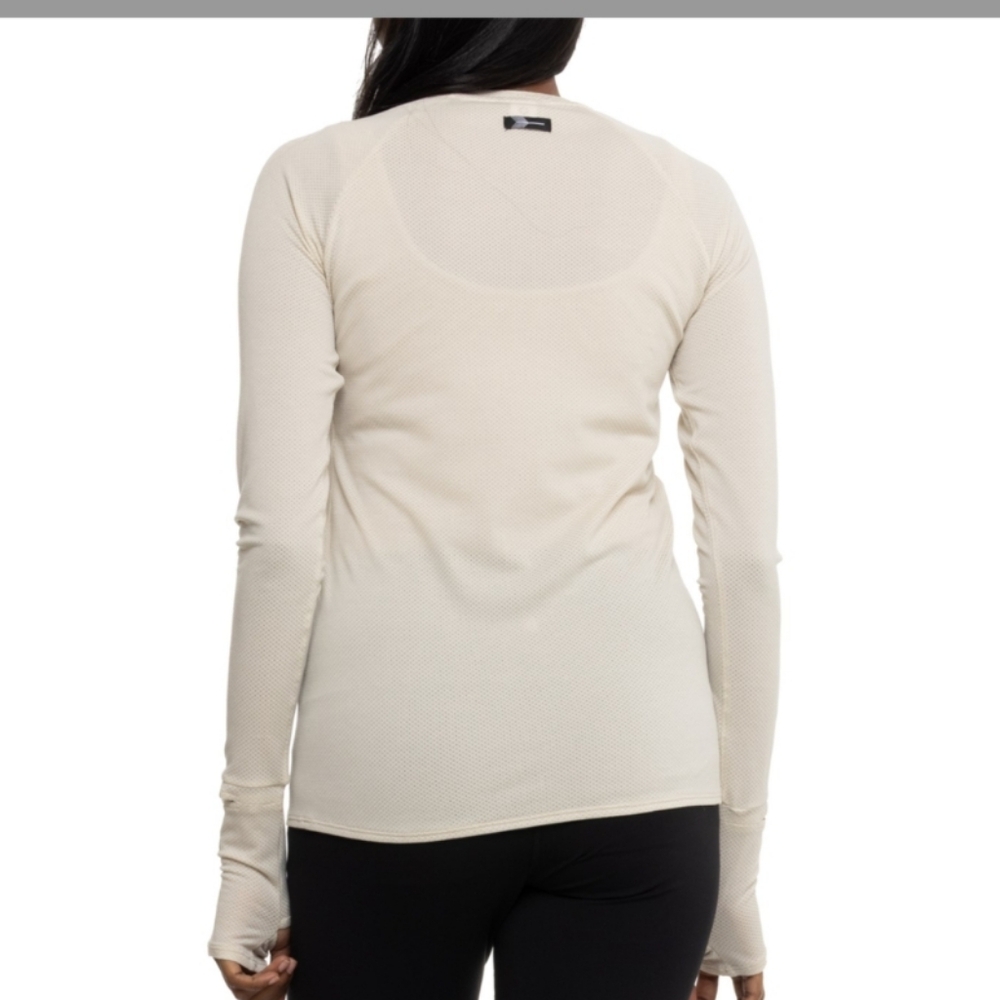 NEW Oiselle Flyout Shirt size 8 Watch View Long Sleeve Running Top Ivory White S - Picture 2 of 12